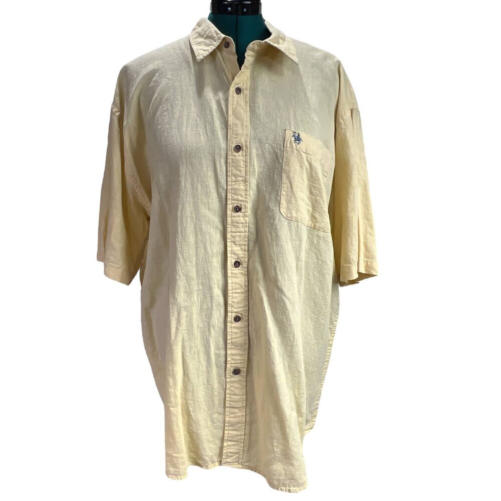 Knights Sportswear Men's Casual Short Sleeve Button Up Shirt Pocket  XL Yellow
